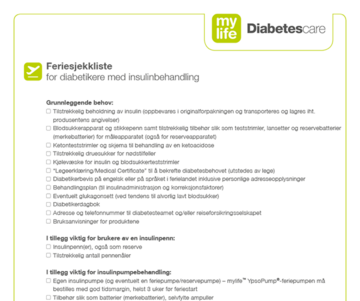 Feriesjekkliste for diabetikere med insulinbehandling