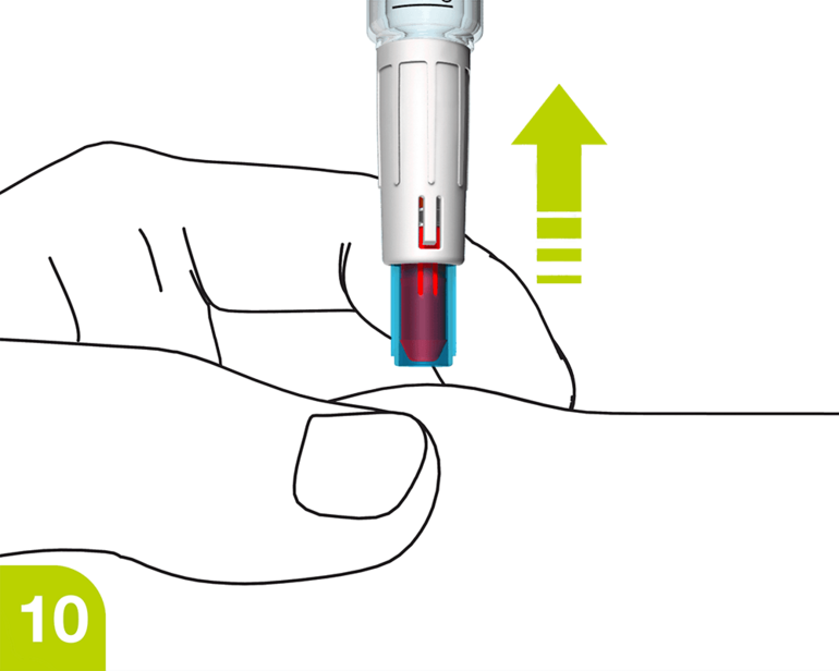 Application AutoProtect – Remove the injection pen while keeping it straight